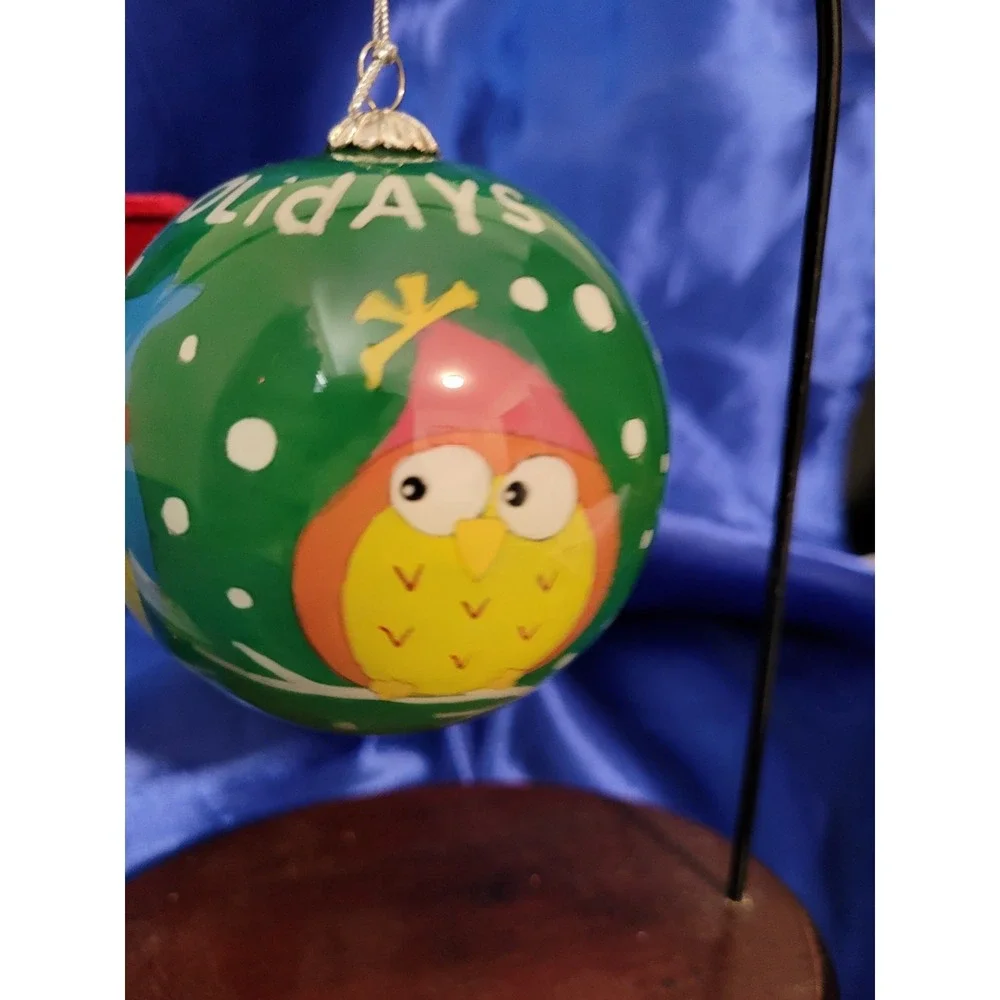 Glass Ball Ornament Pier 1 Imports Li Bien Happy Holidays Owls 2012